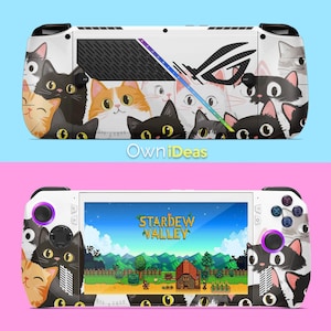 Asus Rog Ally X Skin Vinyl Set with Transparent Protective Case Cartoon Cat Pattern Customizable Your Favorite Design Best Birthday Gift