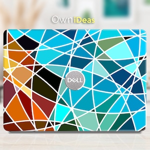 dell laptop skin, Blue geometric personalized Customizable gift,  Fits XPS, Latitude, Inspiron, Vostro, Alienware, Precision, G Series
