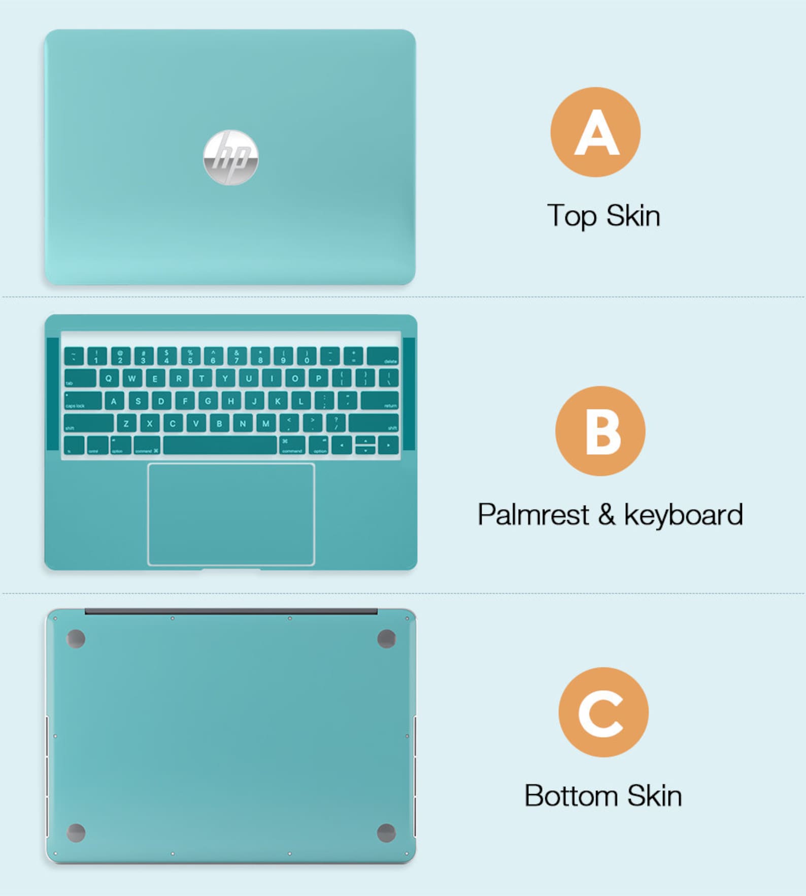 Hp Laptop Cover Skins Blue Flowers Design Personalized Gift Etsy