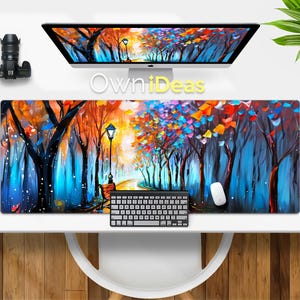 Ölgemälde Park Design Geschenk Kollege Ästhetisches Design Bürozubehör Große Größe RGB Licht Personalisierte Maus Gaming Maus Pad
