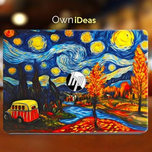 Pintura al óleo con diseño de noche estrellada para portátil HP, regalo personalizado para Spectre Envy Pavilion Victus Omen Zbook Elite Probook Series
