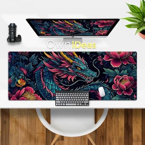 Coole Schreibtischmatte mit Drachenmuster Büroästhetik Bürozubehör Benutzerdefinierte Mauspad Großes RGB-Licht Personalisierte Maus Gaming-Mausunterlage