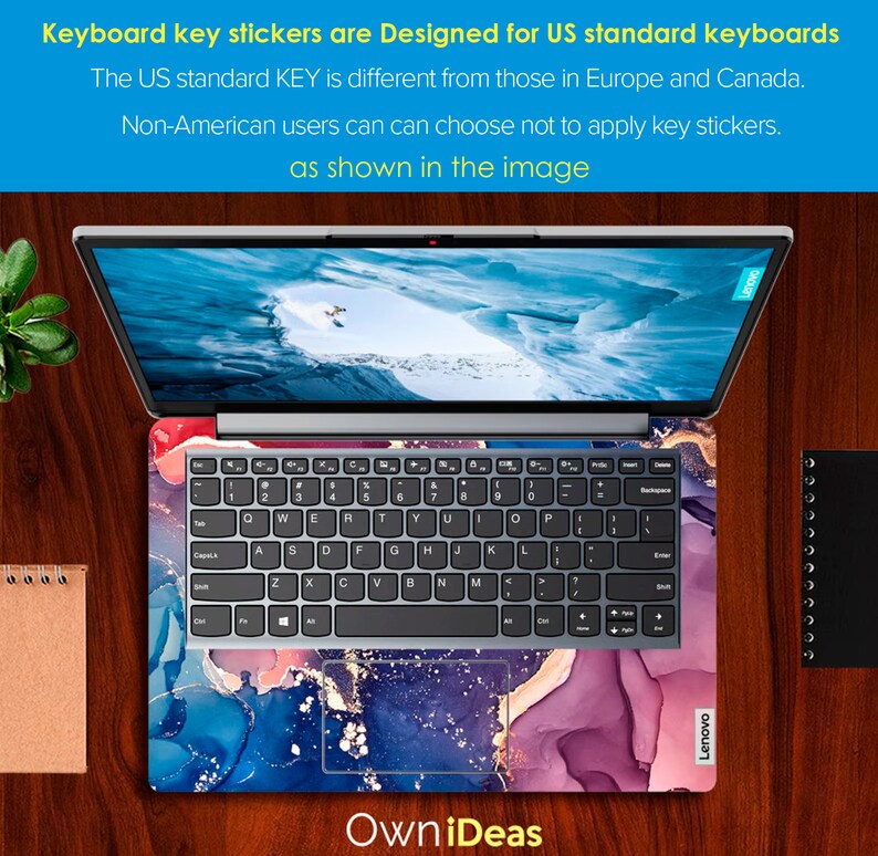 Lenovo Yoga Skin Convertible Laptop Purple Marble Design Custom Decal Customizable Gift Fits Yoga Thinkpad Thinkbook Ideapad Legion Slim image 5