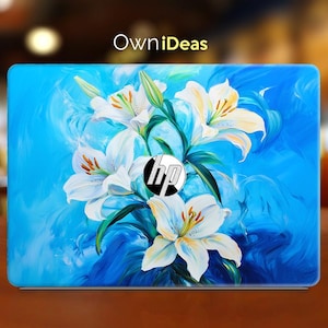 Gepersonaliseerd cadeau voor hp laptopsticker wit bloemenpatroon voor hp Spectre Envy Pavilion Victus Omen Zbook Elite Probook-serie