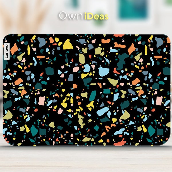 Lenovo Yoga Laptop Skin Protect Zubehör Schwarz Terrazzo Design Personalisiertes Geschenk Passend für Yoga Thinkpad Thinkbook Notepad Legion Slim