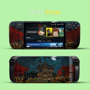 Steam Deck Transparent Shell Pixel Style Horror Castle Vinyl Sticker for Steam Deck and Steam Deck Oled