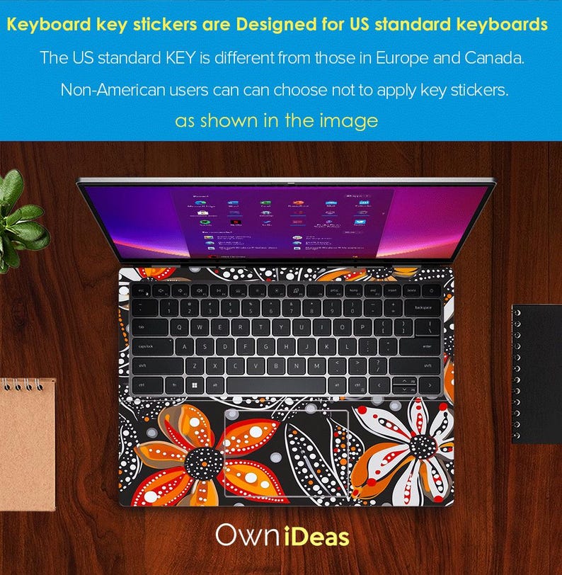 Dell Laptop Skin Unique Plant Design Personalized Gift Custom Decal for ...