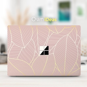 Surface Book 3-skin med rosa lövmönster, anpassningsbar personlig present, lämplig för Surface Laptop 2, 3, 4, 5 och Surface Book 2, 3.