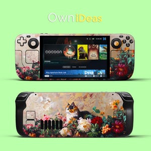 Custom Colored Oil Painting Cat Design Personalized Gift Vinyl Sticker for Steam Deck and Steam Deck Oled Clear Case