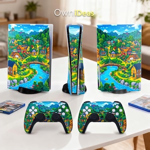 PS4 Pro 3M Sticker Pixel Pastoral Design Customizable Patterns for PS5 Slim Digital PS5 Slim Disc PS4 Slim PS4 Pro PS5 Pro Disc PS5 Disc