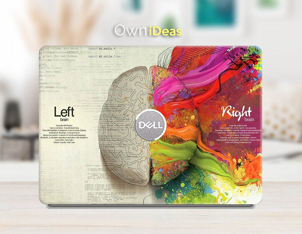Dell Notebook Skin Art Decal Left Right Brain Personalized Home Gift Ideas Fits Xps Latitude Inspiron Vostro Alienware Precision G Series