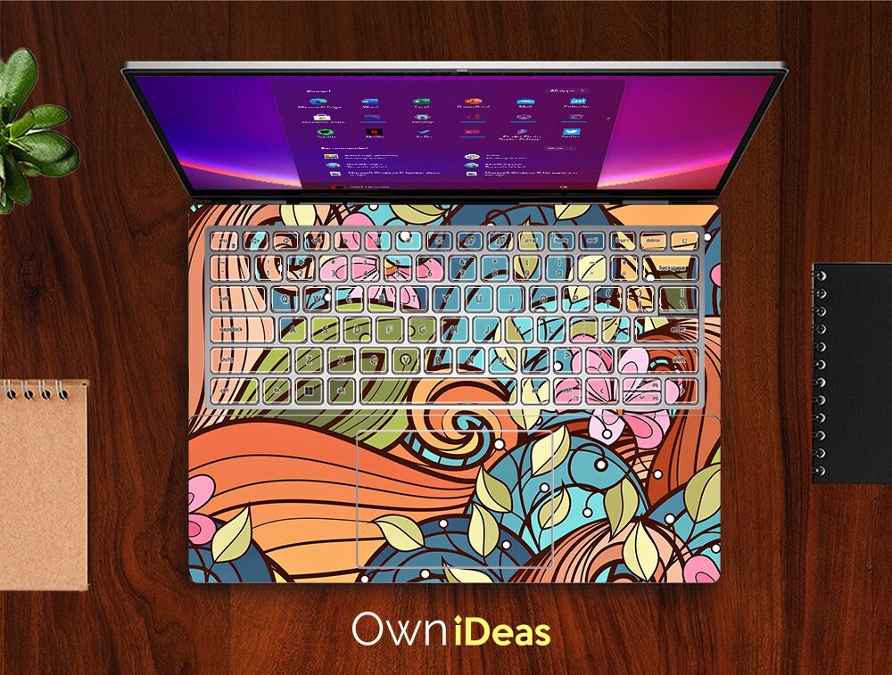 Dell Notebook Skin Color Flower Pattern Desig Personalized Customizable ...