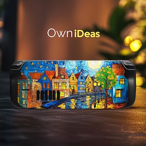 Personalized Steam Deck Sticker Colorful Oil Painting Village Custom Design Vinyl Sticker for Steam Deck and Steam Deck Oled