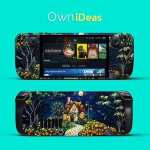 Steam Deck Case Oil Painting Style Flower House Design Vinyl Sticker Transparent Case for Steam Deck and Steam Deck Oled
