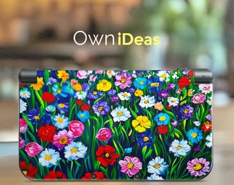 Nintendo New 2Ds Xl Accessories Pre-Cut Skin with Clear Shell Rainbow Flower Pattern Customizable Unique Design for 2DS XL New 3DS XL