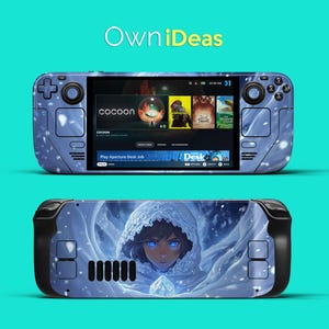 Steam Deck Vinyl Sticker with Clear Case Frozen Magic Design Christmas Gift Custom Unique Gaming Accessories