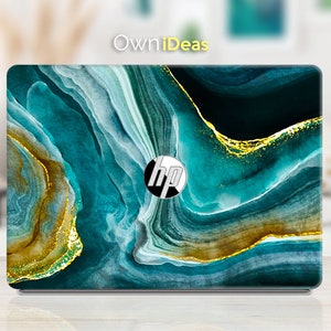 Hp laptop skin 15 inch, Green marble texture, personalized gift, Fit Spectre, Envy, Pavilion, Victus, Omen, Hp laptop, Zbook, Elite, Probook