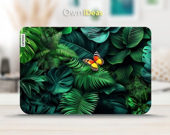 Adhesivo de vinilo para portátil Lenovo, diseño de hojas verdes, regalo personalizado, apto para Yoga, Thinkpad, Thinkbook, Ideapad Legion Slim
