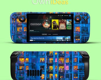 Steam Deck Clear Shell Bustling Building Design Vinyl Sticker For Steam Deck and Steam Deck Oled