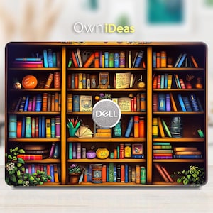 Dell G16 Laptop Decal Brown Bookshelf Design Personalized Gift for Xps Latitude Inspiron Vostro Alienware Precision Series