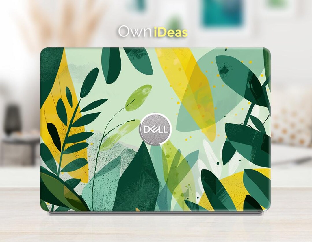 Dell Laptop Skin Green Leaf Pattern Personalized Customizable Gift for ...