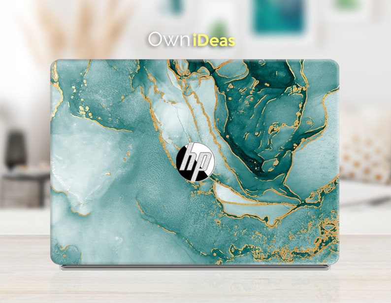 Hp Envy Laptop Skin Green Marble Texture Personalized Gift Etsy