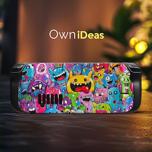 Cartoon Style Monster Image Design Steam Deck Skin for Son Vinyl Sticker Suitable for Steam Deck and Steam Deck Oled Transparent Shell