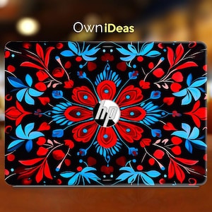 Hp Specter Laptop Decal Red Flower Pattern Personalized Gift for Students Vinyl Sticker for Envy Pavilion Victus Omen Zbook Probook Serie