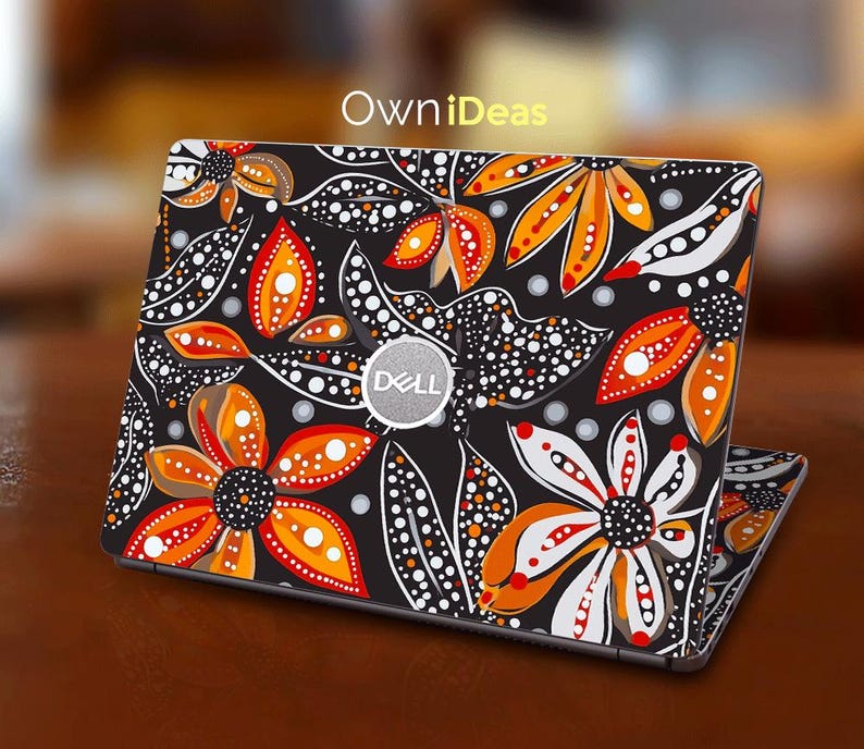 Laptop Design Handmade Dell Laptop Skin Unique Plant Design Personalized Gift Custom Decal for ...