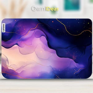 Adhesivo para portátil Lenovo LOQ 15 con diseño de fantasía de mármol morado, adhesivo de vinilo para regalo, para Yoga, Thinkpad, Thinkbook, Ideapad, serie Legion