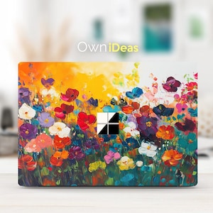 Naklejka na laptopa Surface Kolorowy obraz olejny Kwiatowy wzór Personalizowany prezent dla Surface Laptop 2, 3, 4, 5 i Surface Book 2, 3
