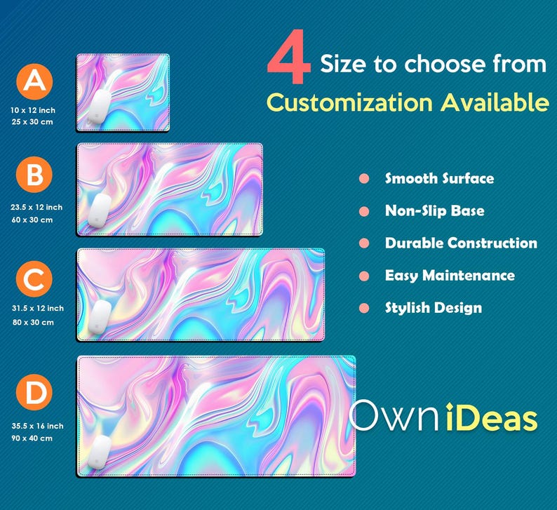 Color Line Desk Mat Personalized Aesthetic Mouse Pad Custom Office