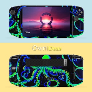 Lenovo Legion Go S sticker skin decal fluorescent octopus design custom anime IP Christmas gift for Legion Go Legion Go S
