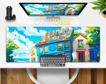 Laptop Desk Pad Personalized Bookstore Design Computer Mouse Pad Custom Office Mouse Pad Large RGB Light Pad Oversized Desk Pad