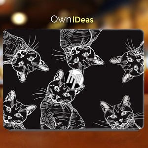 Hp Spectre Laptop Decal Line Cat Pattern Personalized Gift for Envy Pavilion Victus Omen Zbook Elite Probook Series