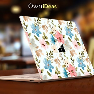 surface book Surface Laptop Skin, personalized gifts, Blue florals Design, Fits Surface Laptop 2, 3, 4, 5 & Surface Book 2, 3