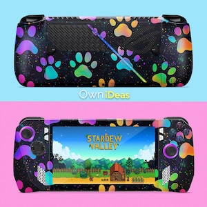 ASUS Rog Ally X Gaming Sticker 3M Decal Skin with Transparent Protective Case Rainbow Paw Print Design Customizable Photo Anniversary Gift