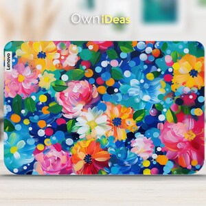Pintura al óleo con diseño de flores para portátil Lenovo, regalo personalizado para hermanas, para yoga, ThinkPad, ThinkBook, IdeaPad, Legion Slim Series