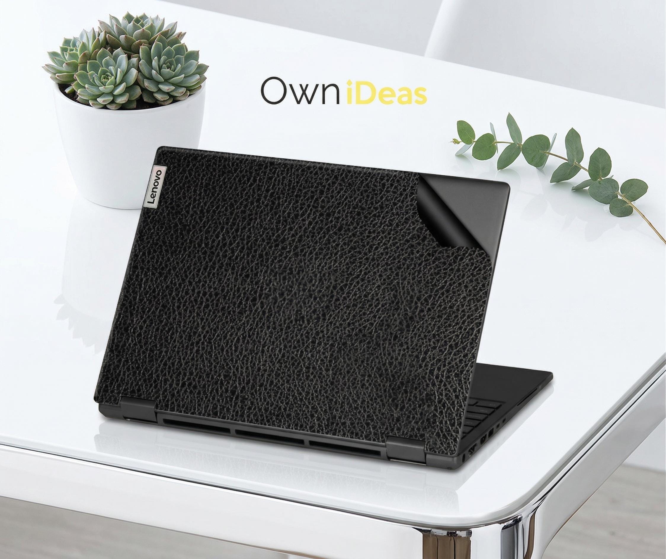 Lenovo ノートパソコン用ステッカー レザー ブラック カラー