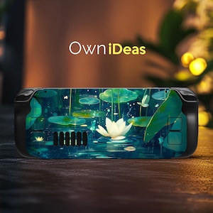 Green Lotus Pond Design Steam Deck Oled Skin Protective Film Vinyl Sticker for Steam Deck and Steam Deck Oled
