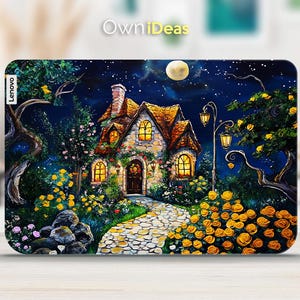 Lenovo Thinkpad T14 Laptop Decal Night House Design Customizable Unique Gift For Lenovo Yoga Thinkpad Thinkbook Ideapad Legion Slim Series