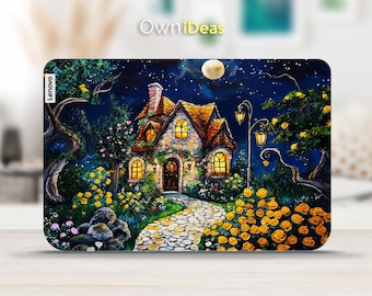 Lenovo Thinkpad T14 Laptop Decal Night House Design Customizable Unique Gift For Lenovo Yoga Thinkpad Thinkbook Ideapad Legion Slim Series