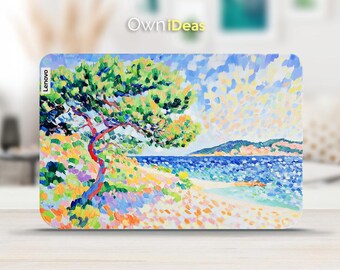 Custodia per laptop Lenovo con pittura a olio e design puntinismo, regalo personalizzato per sorella Yoga ThinkPad ThinkBook IdeaPad Legion Slim series
