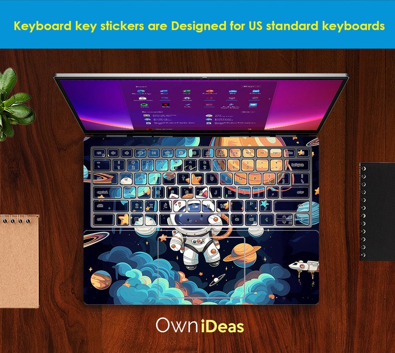 Dell Laptop Sticker Cute Astronaut Design Custom Decal Personalized ...