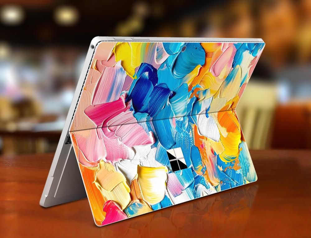 Surface Pro x Decalque Pintura a Óleo Colorida Design Presente Personalizado para Surface Pro 9 8 7 6 5 4 3 X, Surface Go, Surface Go 2, Go 3