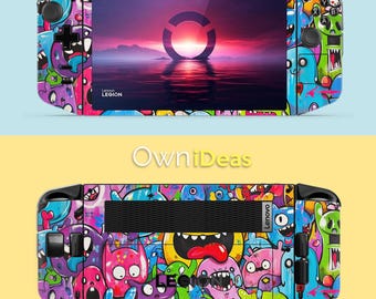 Lenovo Legion Go Skin Sticker Wrap with Transparent Case Cute Monster Design Birthday Gift for Boyfriend for Legion Go Legion Go S