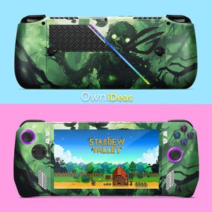 Asus Rog Ally X Vinyl Skin Set with Clear Case Green Zombie Design Customizable Photo Gamer Gift