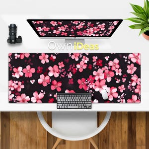 Landschaft Schreibtischmatte Rosa Kleine Blume Schreibtischmatte Büro Accessoires Benutzerdefinierte Mauspad Großes RGB Licht Personalisiertes Mausspiel Mauspad