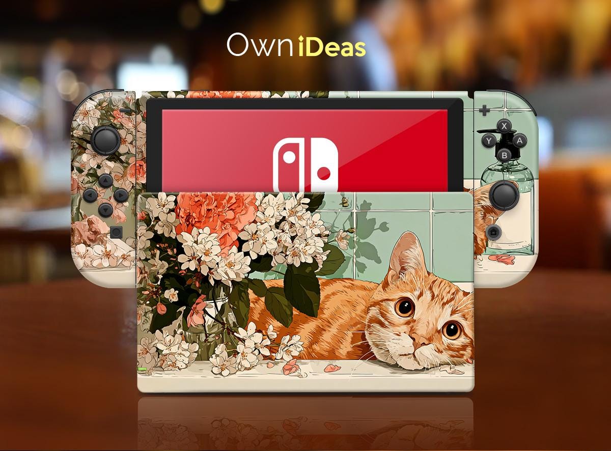 Switch 2 Stickers W Console Case Windowsill Orange Cat Custom