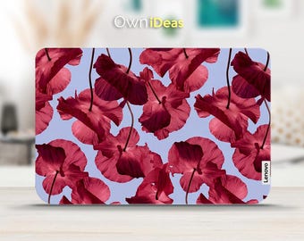 Lenovo Yoga Pro Series laptop skin Burgundy Red Poppy Floral Laptop Skin Customizable gift, Fits Yoga ThinkPad ThinkBook IdeaPad Legion Slim